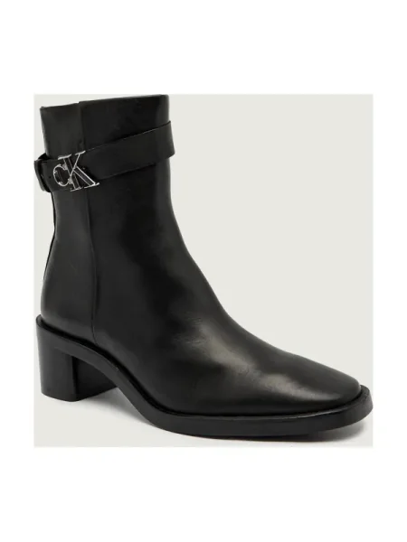 Calvin Klein Botine Block Heel Boot W/ Metal Logo negru