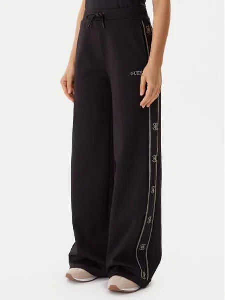 Guess Παντελόνι φόρμας Wide Leg μαύρο