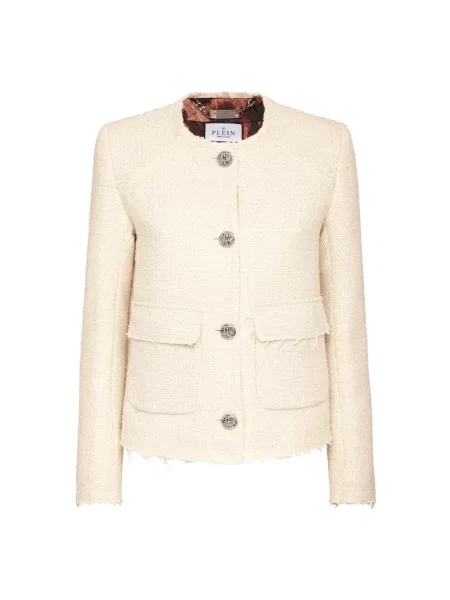 Kurtka Philipp Plein tweedowa biała