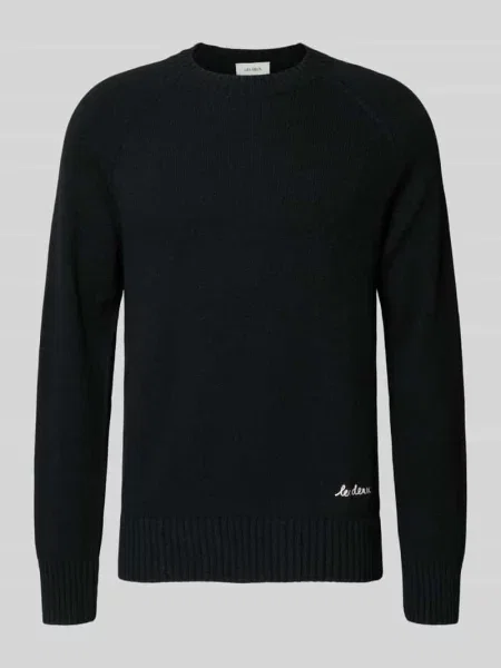Sweter z dzianiny z prążkowanymi wykończeniami Les Deux czarny