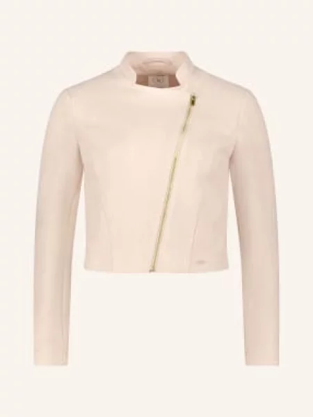 Betty&Co Krótka Kurtka Z Imitacji Skóry beige beżowa