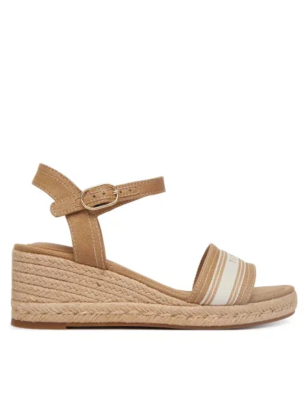 Espadrile Tommy Hilfiger Mid Wedge Espad Webbing bež