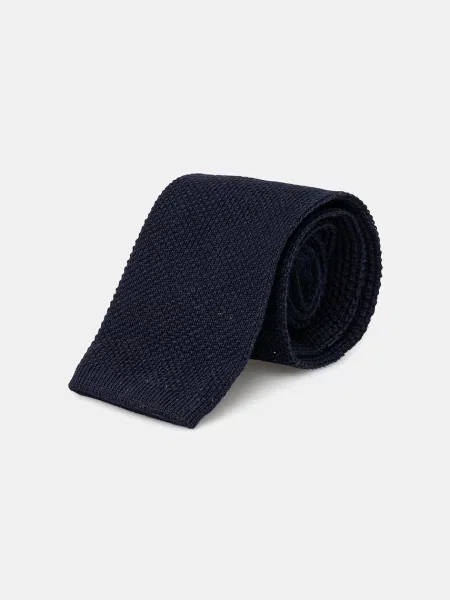 BOSS krawat wełniany granatowy