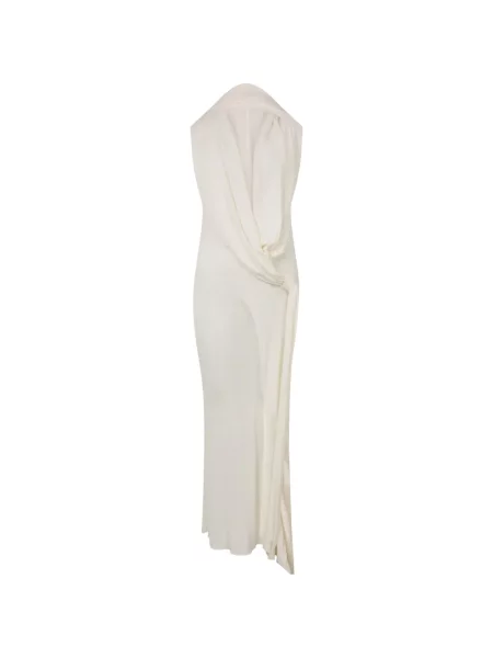 Rochie maxi Alberta Ferretti cu glugă alb