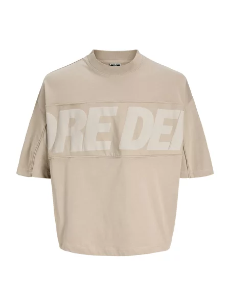 JACK & JONES Tricou JCOBIARRITZ ecru / cappuccino maro