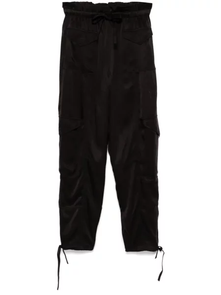 Pantaloni Ganni din satin negru