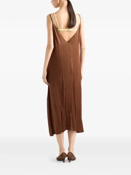 Rochie Prada din satin de costum maro