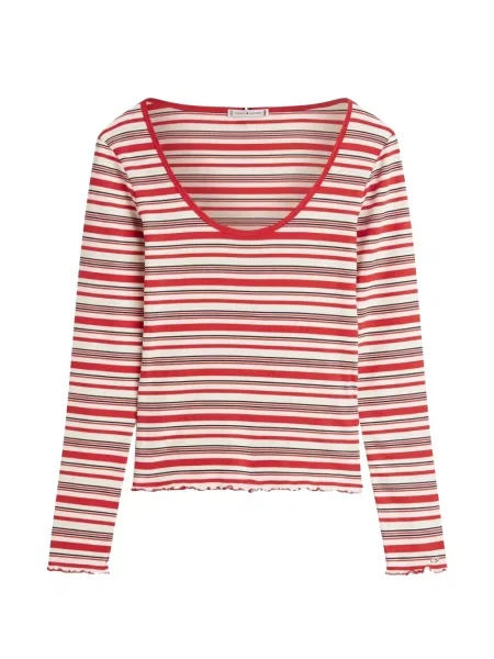 Tricou Tommy Hilfiger cu dungi roșu