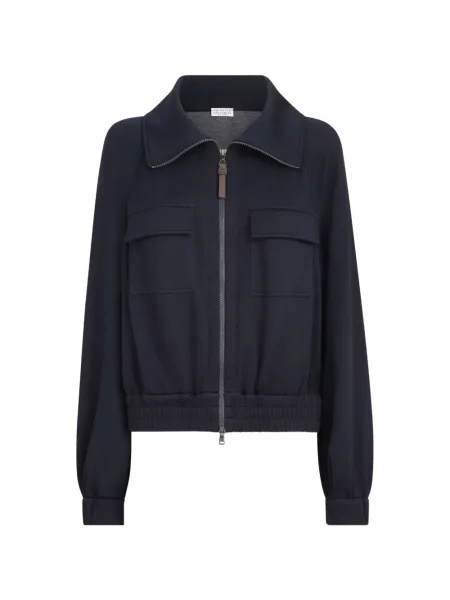 Cardigan Brunello Cucinelli de mătase albastru