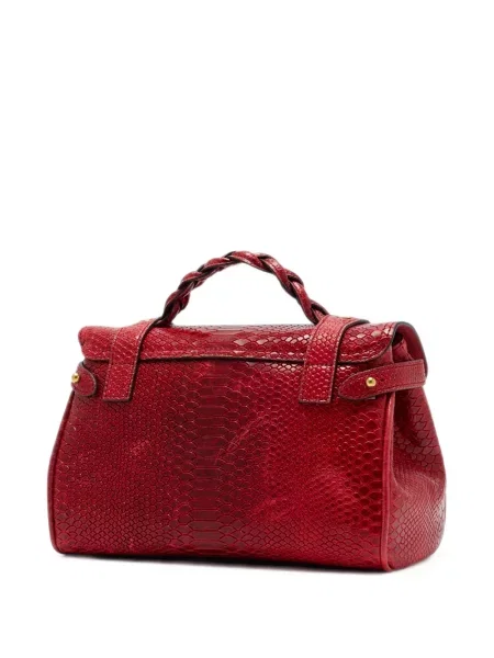 Кожена шопинг чанта Mulberry с принт със змийски принт червено