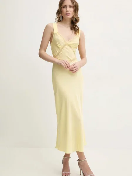 Bardot rochie maxi evazati galben