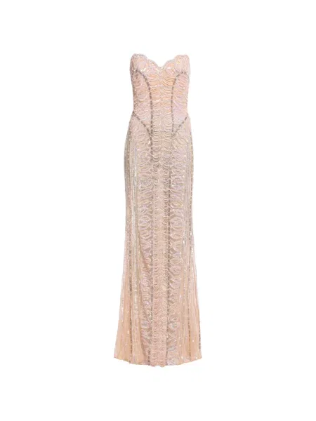 Rochie maxi Elie Saab cu broderie fără bretele