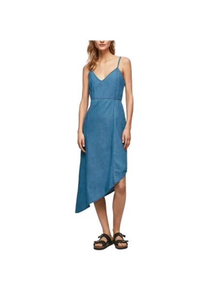 Maksi sukienka jeansowa Pepe Jeans niebieska