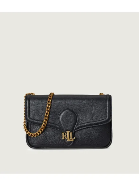 Bőr bőr táska Lauren Ralph Lauren fekete