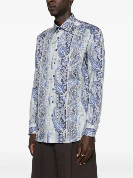 Cămașă Etro cu imagine cu model paisley albastru