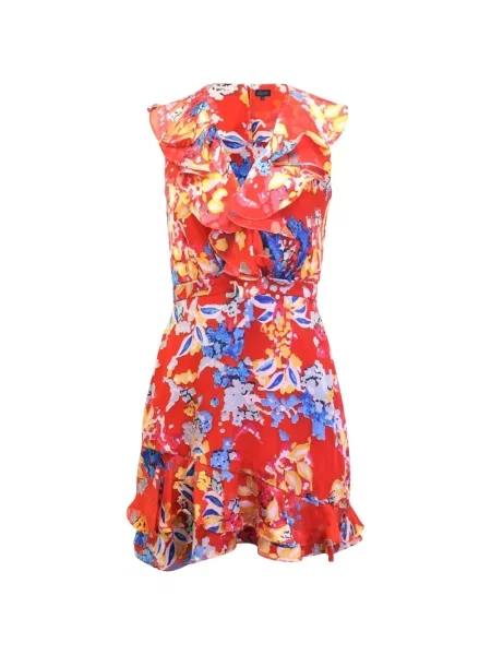 Rochie mini Saloni cu model floral cu imagine de costum roșu