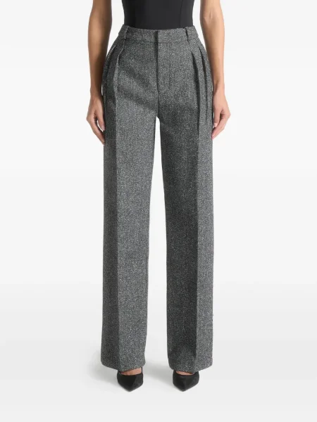 Pantaloni Manière De Voir cu model herringbone plisate gri