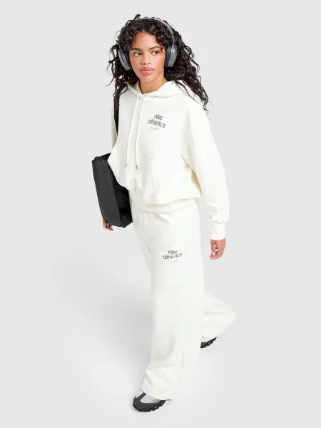 Nike Spodnie W Nk Phnx Flc Hr Wide Leg Gls beżowe