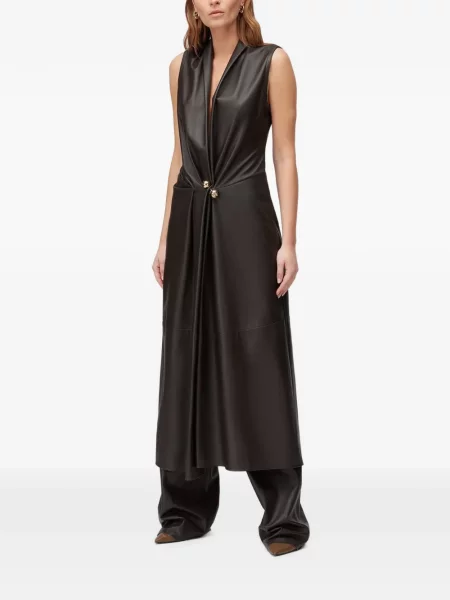 Rochie maxi Retori din piele maro