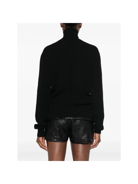 Sweter z golfem Rick Owens wełniany czarny