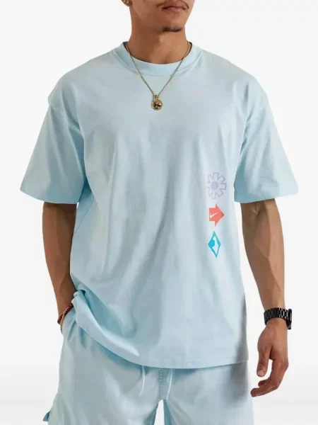 Флийс бягане тениска с графичен дизайн Nike с принт черно