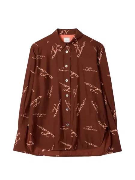 Cămașă Paul Smith cu imagine maro