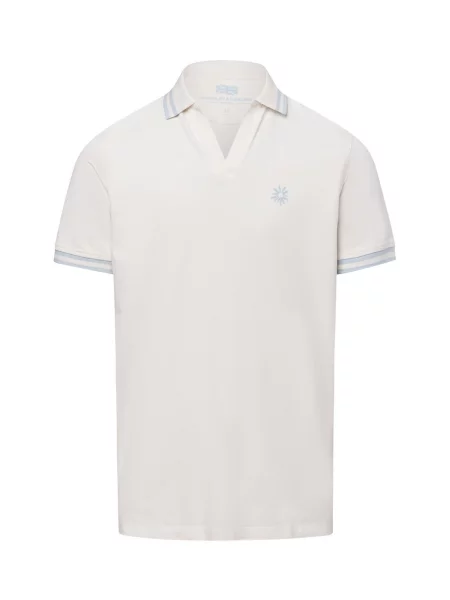 Finshley & Harding London koszulka polo Mężczyźni beżowy|niebieski jednolity M beżowe