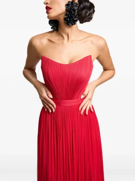 Rochie maxi Cristallini de mătase roșu