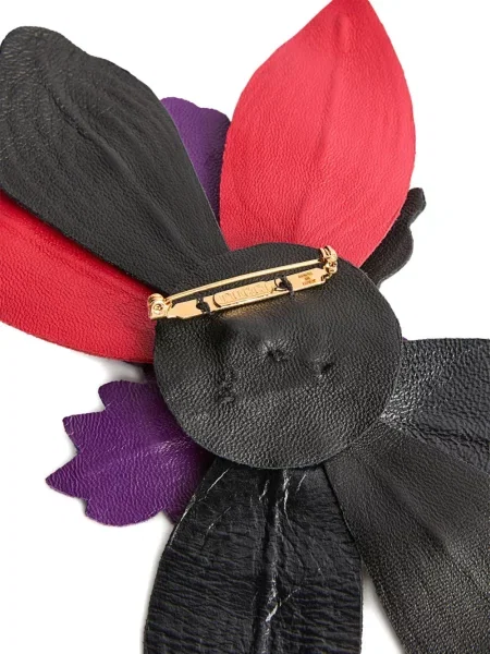 Brosa Pucci din piele cu model floral negru