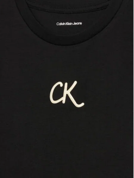 Calvin Klein Jeans Póló Glitter M Slim Fit fekete