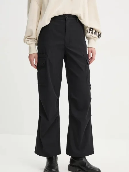 Штани G-Star широкі висока посадка чорний