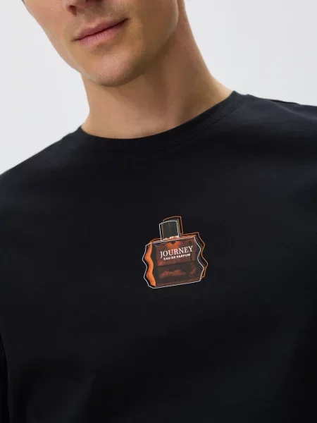 Reserved Футболка regular fit з мерсеризованої чорний