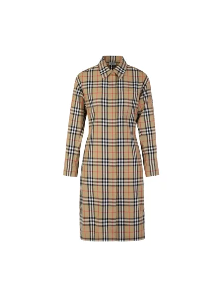 Sukienka koszulowa Burberry w kratkę beżowa