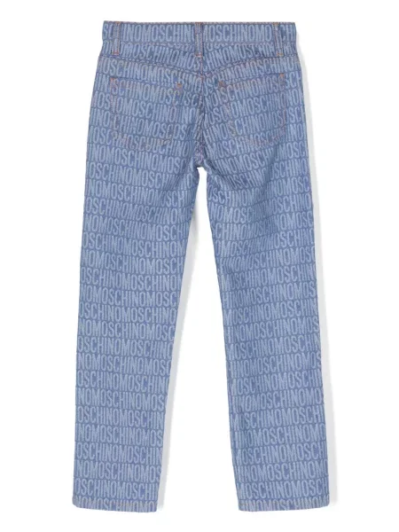 Jeansy straight leg dziecięce Moschino niebieskie
