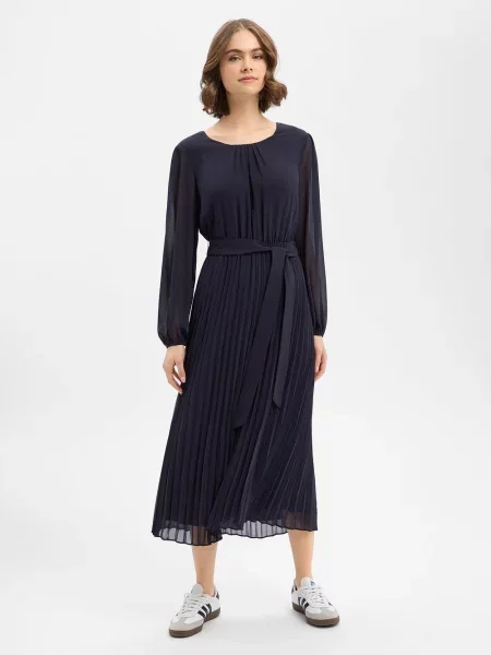 Taliowana sukienka casualowa z paskiem w talii do wiązania S.oliver Black Label czarna
