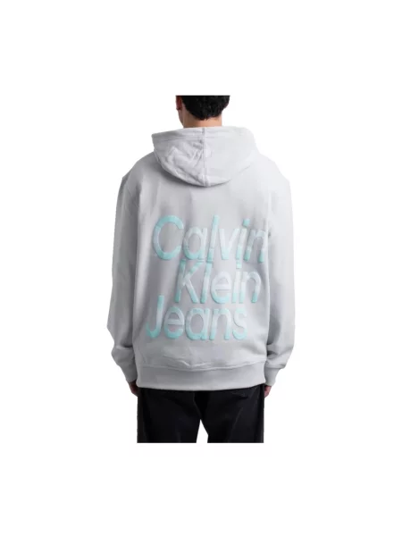 Bluza z kapturem Calvin Klein z kapturem szara
