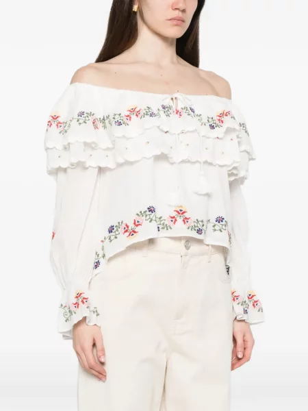Top Rixo cu broderie alb