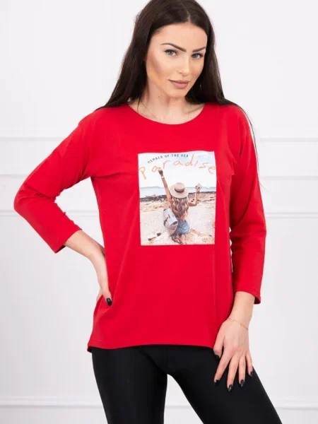 Bluză Kesi cu imagine roșu