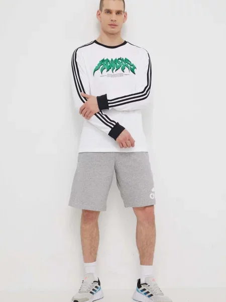 Лонгслів adidas Originals Flames з принтом білий