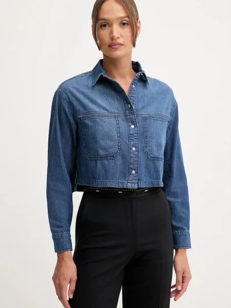 United Colors of Benetton koszula jeansowa relaxed z kołnierzykiem klasycznym niebieski