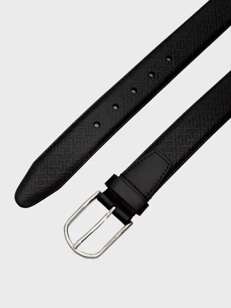 Кожаный ремень Tommy Hilfiger в деловом стиле черный
