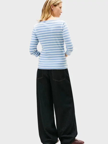 Смугастий лонгслів Tommy Hilfiger блакитний