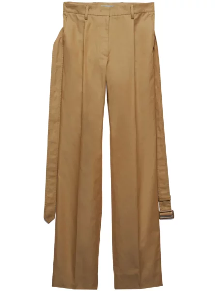 Pantaloni Prada din țesătură twill maro