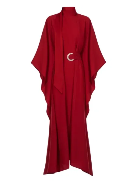 Sukienka midi Taller Marmo z kryształkami do kolan czerwona