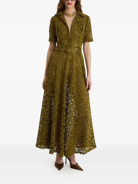 Maxi rochie maxi Moos Studio din dantelă de costum verde