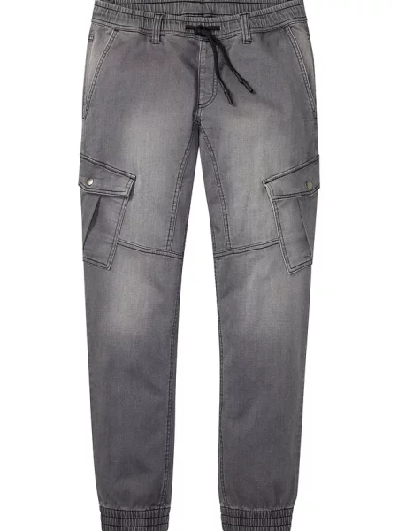 Joggery jeansowe o kroju regular fit z elastyczną gumką w talii straight szare
