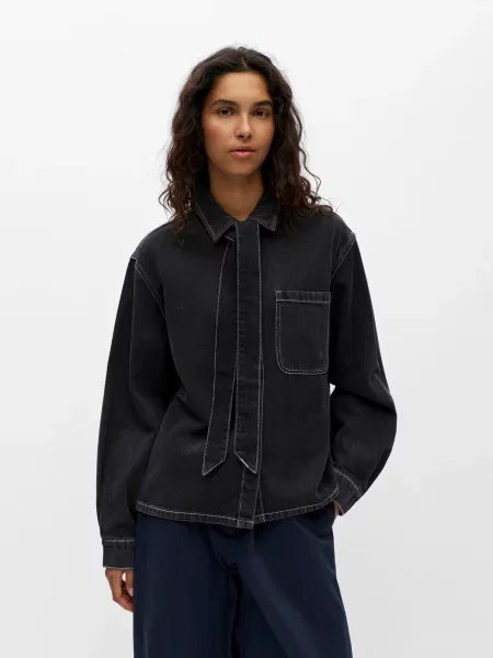 OBJECT Bluză OBJROSIE denim negru