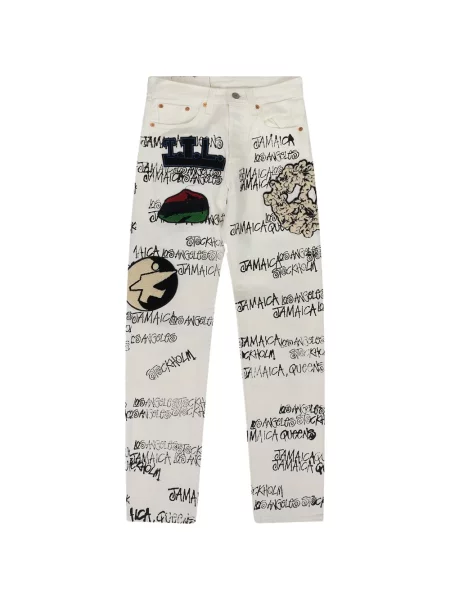 Blugi Denim Tears cu imagine alb