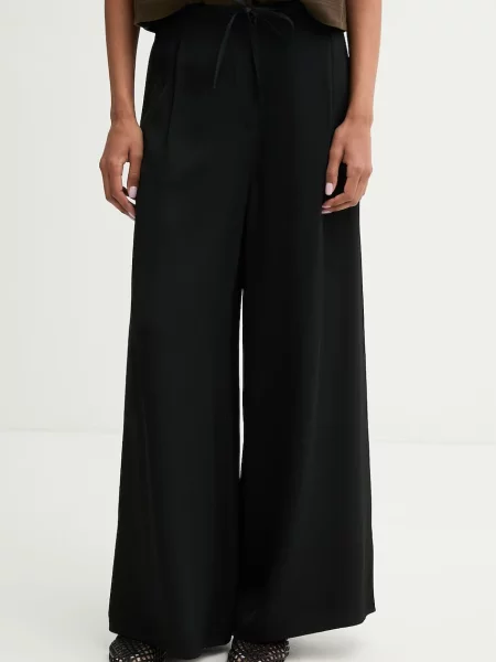 Marc O'Polo pantaloni wide leg pentru femei din vâscoză negru