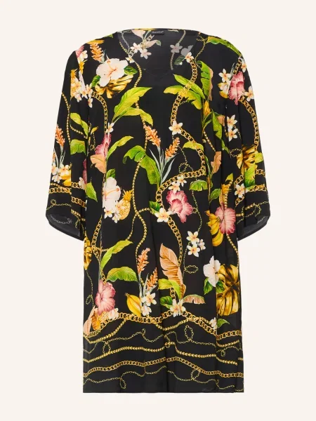 Charmline Plážové Šaty Imperial Tropics S Rukávy / žlutá / světle zelená černá